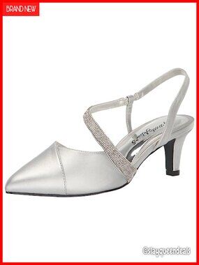 Easy Flex Padded Insole Satin Block Heel Slingback Pointed Toe Pump